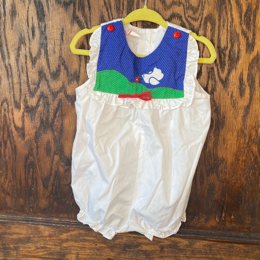Vintage baby clothes romper dove bird 24 months
